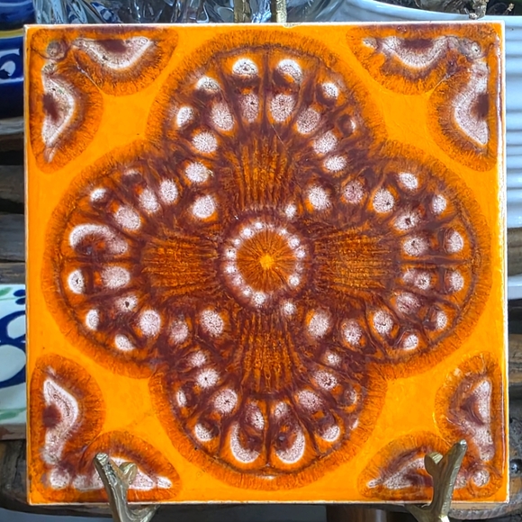 Other - Vintage German Tile Orange Brown 6"×6" MCM